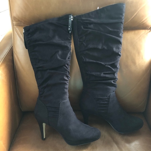 Adrienne Vittadini Faux Suede High Heel Dress Boots 10M - Picture 1 of 11
